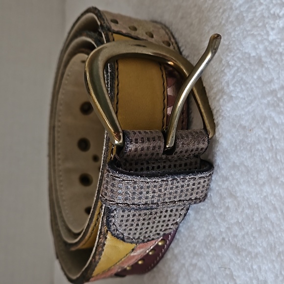 Fossil | Women's Y2K Lyla Patchwork Bright Multi Metallic Color Studs Belt Sz L - Picture 5 of 14